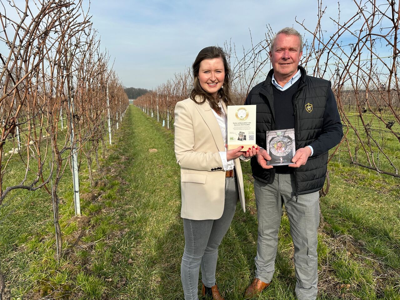Isaline Nijskens en Peter Nijskens van wijndomein Gloire de Duras. Isaline Nijskens en Peter Nijskens van wijndomein Gloire de Duras.