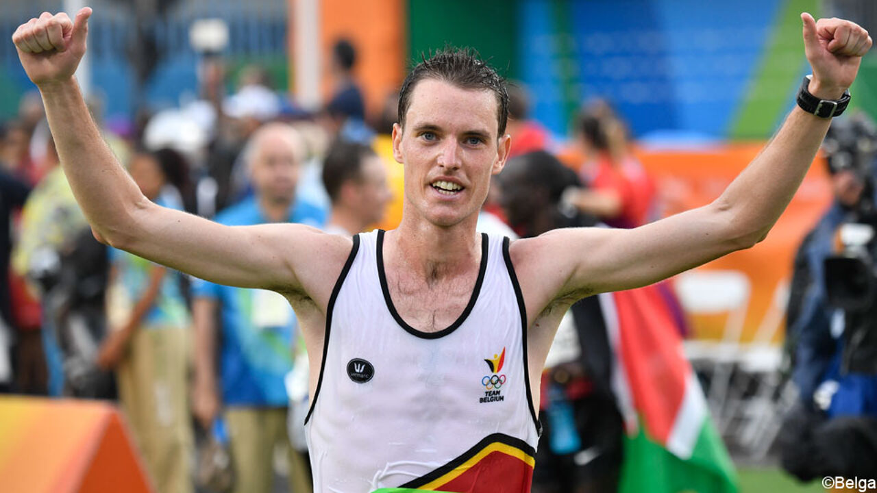 Koen Naert tijdens een bloedhete marathon in Rio.