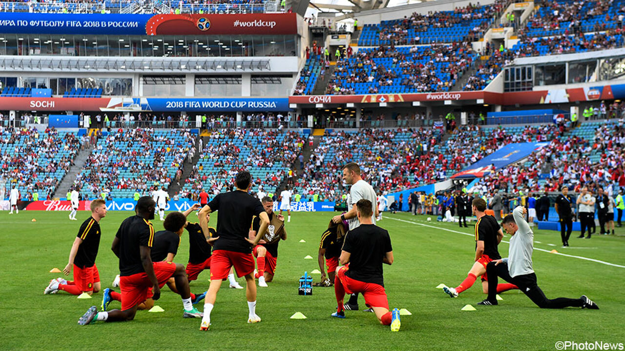 Op het WK in Rusland stretchten de Rode Duivels voor de wedstrijd tegen Panama. Rode Duivels