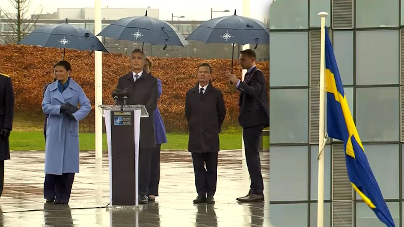 Zweden is officieel NAVO-lid, na korte plechtigheid wappert Zweedse