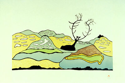 Landscape with Caribou (1977).Collection of the West Baffin Eskimo Co-Operative Ltd., on loan to the McMichael Canadian Art Collection