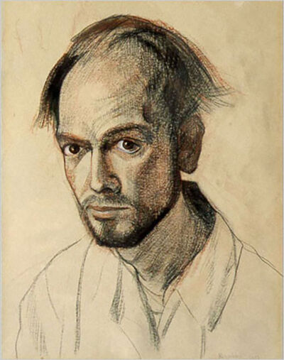 1967 self portrait technique mixte sur papier 265x200mm