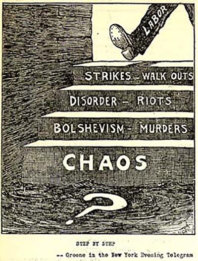 Anti-socialistische propagande in de New York Evening Telegram, 1 november 1919