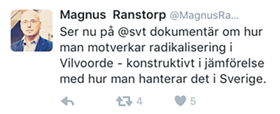 Magnus Ranstorp, een absolute autoriteit op terreurvlak, raadt Mijn Jihad aan op Twitter.