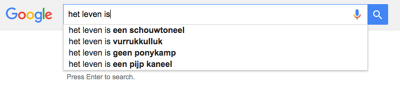 Volgens Google kan het heel wat kanten op, het leven.