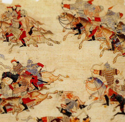 Mongoolse ruiters te paard
