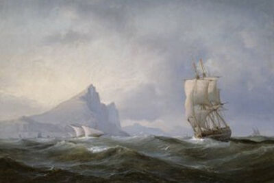 Schip zeilt weg van Gibraltar