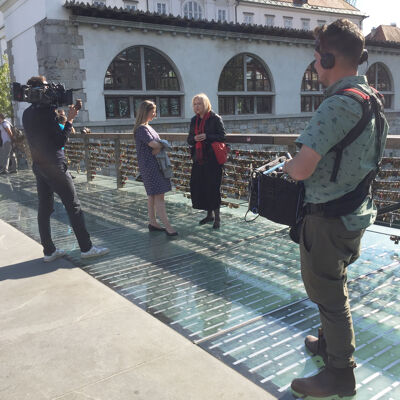 Met Renata Salecl op de Salgersbrug in Lubljana