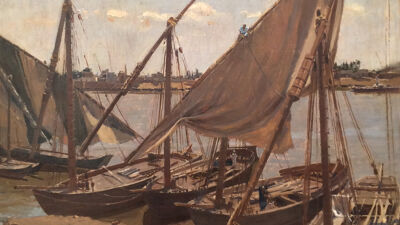 Schilderij (voorstudie) van Emile Wauters: Boten op de Nijl