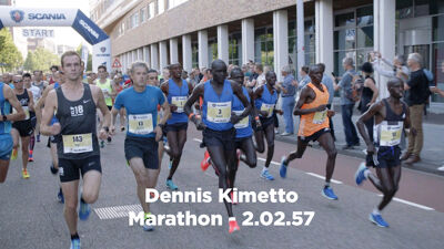 Op de foto: Marathon: Maarten en wereldrecordhouder Dennis Kimetto