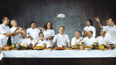 Campagnefoto van de Britse tv-kok Gordon Ramsay