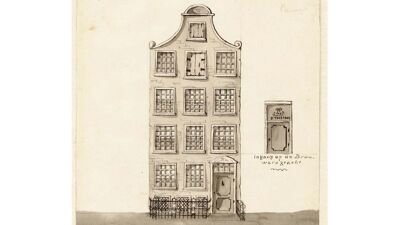Voorgevel van De Posthoorn, een katholieke schuilkerk in Amsterdam