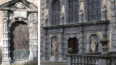 Hooghuis / Barokke tuingevel van Rubenshuis: bemerk de overeenkomsten van de geblokte pilasterzuilen
