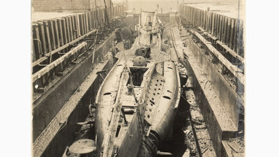Duitse U-boot in het droogdok