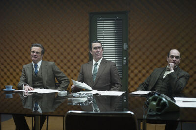 Bill Haydon (Colin Firth), Roy Bland (Ciaran Hinds) en Toby Esterhase (David Dencik).
