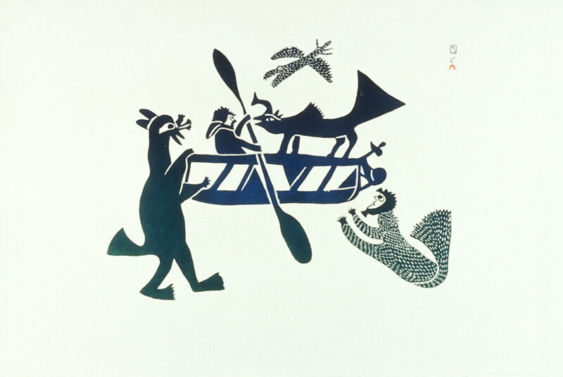 Perils of the hunter(1970).Collection of the West Baffin Eskimo Co-Operative Ltd., on loan to the McMichael Canadian Art Collection