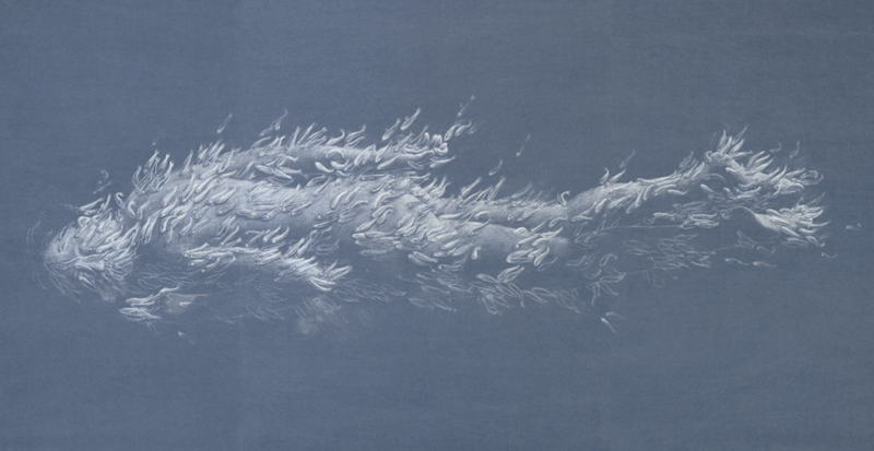Crayon on blue paper - 107,3 x 285,3 cm (2005). Collection of the artist