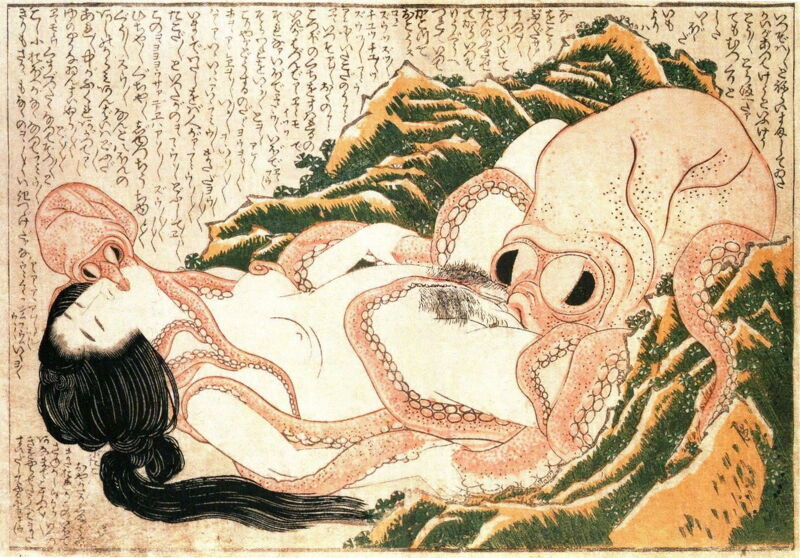 De Droom van de Vissersvrouw (1814). Katsushika Hokusai.