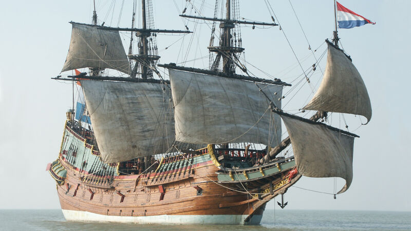 Hollands VOC-schip, hier een reconstructie van de 'Batavia'