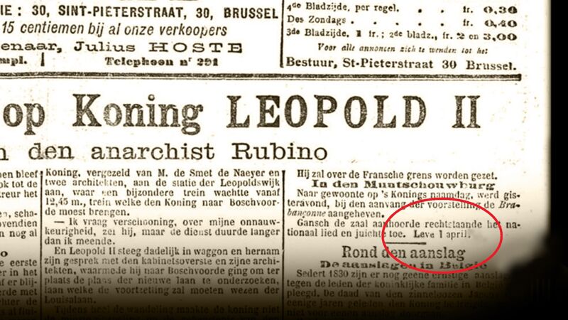 De voorpagina met 'Leve 1 april'