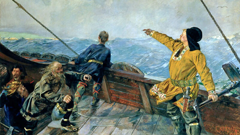Christian Krogh (1852-1925): Leif Eirikson ontdekt Amerika