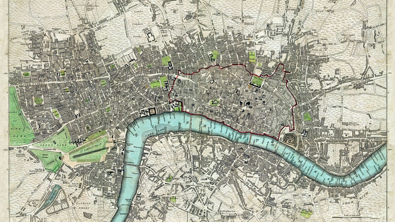Kaart van Londen, uitgegeven door Robert Sayer in 1792