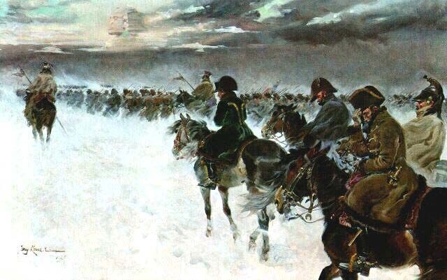 Het leger van Napoleon trekt terug uit Rusland