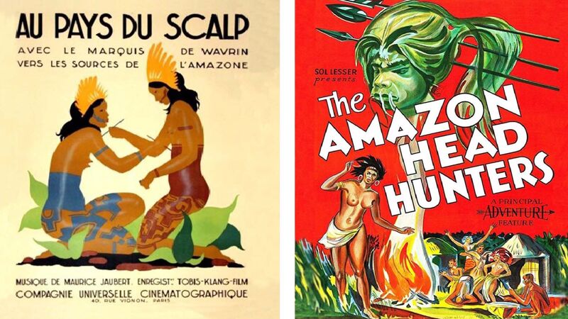 Filmaffiches van 'Au pays du scalp' - 'The Amazon headhunters'
