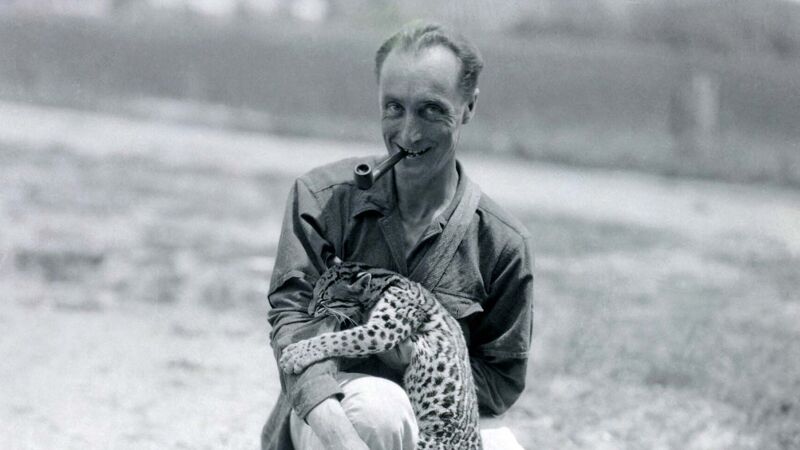 Robert de Wavrin met een ocelot