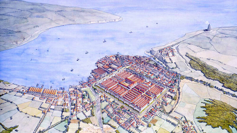 Reconstructietekening van Gesoriacum (Boulogne-sur-Mer)