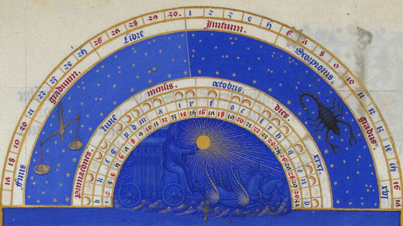 Kalenderblad Oktober uit Middeleeuws handschrift 'Très Riches Heures de Berry'