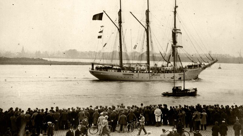 De aankomst van de Mercator in Antwerpen.