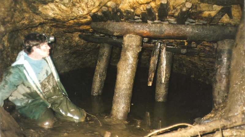 Blootgelegde mijngang in de Trou des Massotais