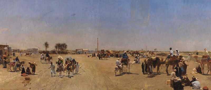 Schilderij (voorstudie) van Emile Wauters: Zicht op Caïro (1880)