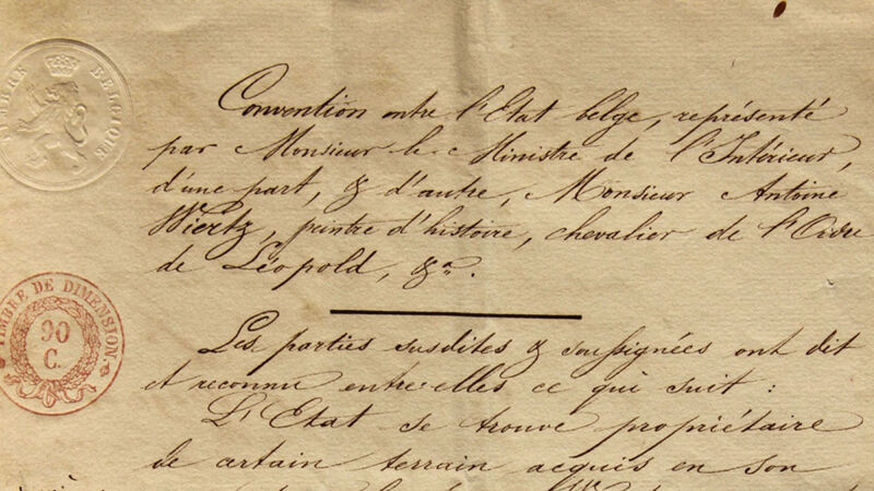 Convention entre l'Etat belge... et Monsieur Antoine Wiertz, peintre d'histoire...