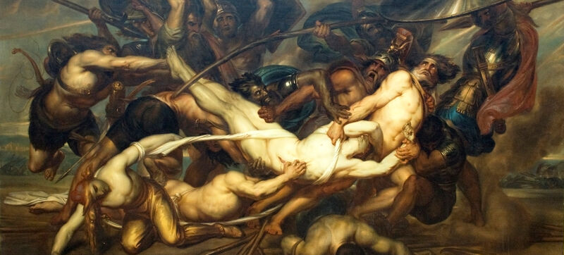 Antoine Wiertz: Grieken en Trojanen strijden om het lijk van Patrocles