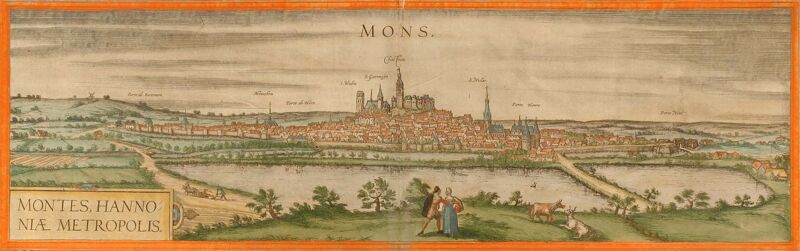 Zicht op de stad Bergen (1572), gravure van Braun & Hogenberg