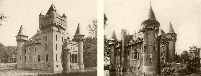 Oude postkaarten van het Zellaerkasteel. Vergelijk met de onderstaande Loirekastelen
