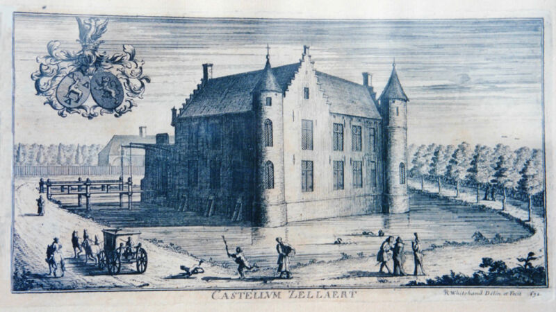 Het oude Castellum Zellaert, prent uit 1692
