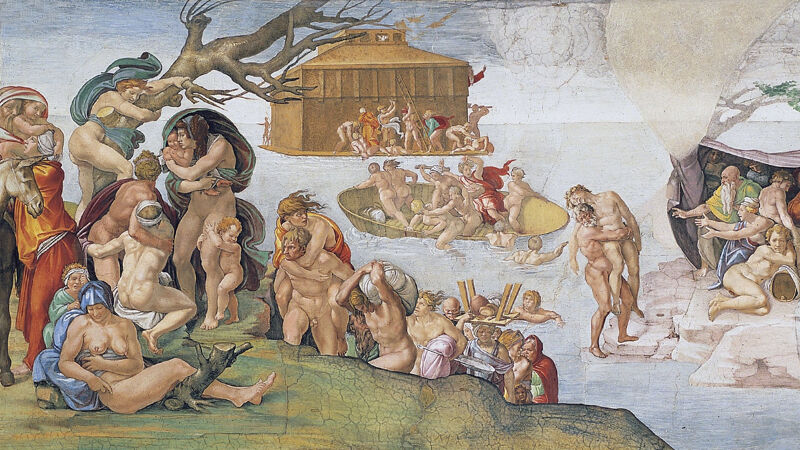 Michelangelo: De zondvloed, fresco in de Sixtijnse kapel