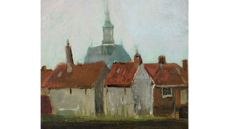 Vincent Van Gogh: Nieuwe kerk en oude huizen in Den Haag (1883)