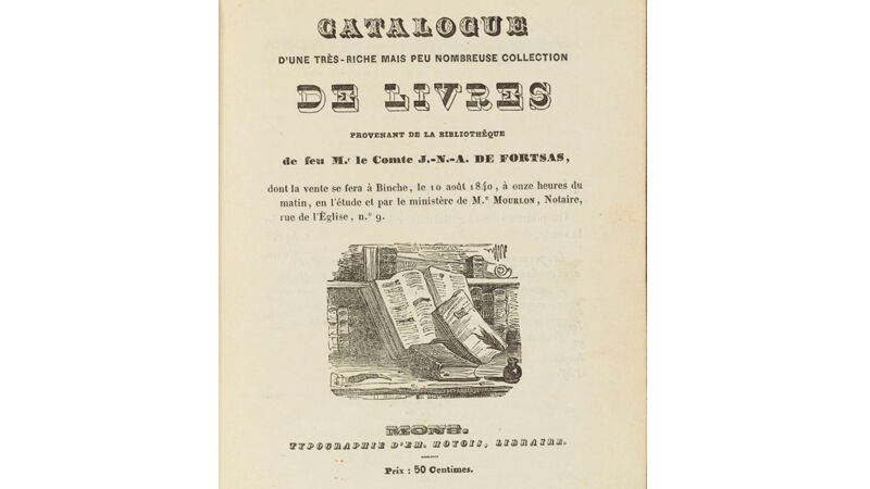 De catalogus van de graaf van Fortsas, 1840
