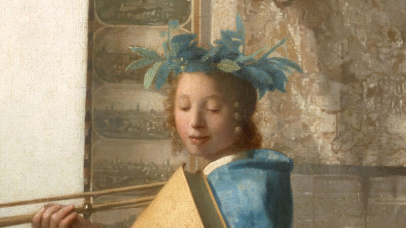 Johannes Vermeer: Allegorie van de schilderkunst, detail (ca. 1666)