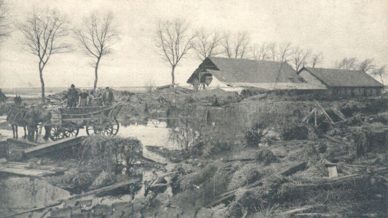 Foto van een gelijkaardige ramp in Zeeland. (Van de ramp in Borgt zijn geen foto's bekend)