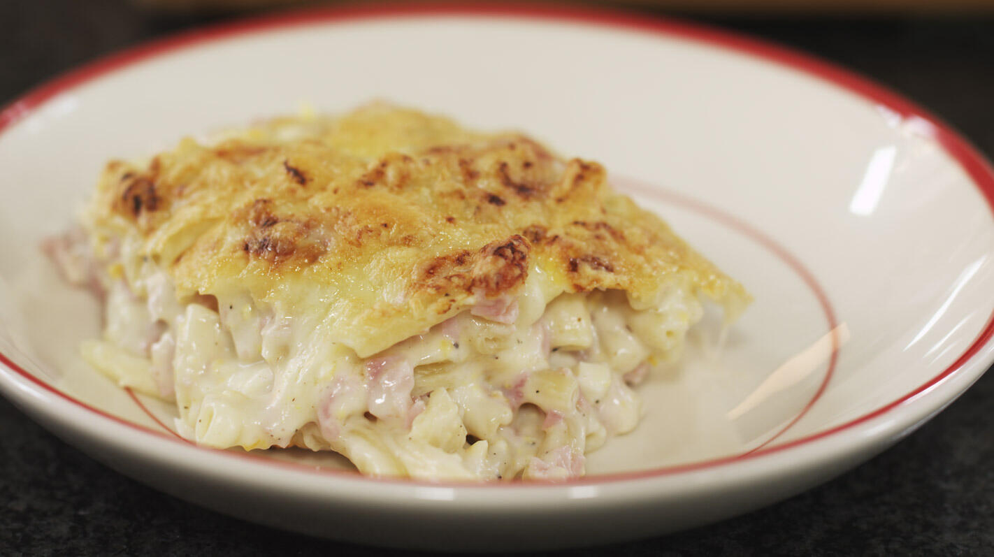 Macaroni met ham en kaas