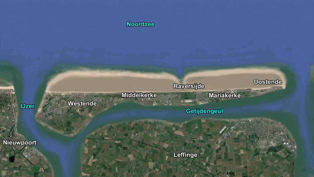 Deze dynamische kaart geeft weer hoe Testerep evolueerde van eiland via schiereiland tot vasteland