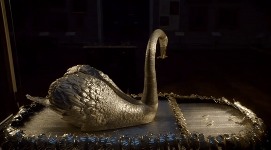 Silver Swan in actie. Let ook op het golvende water.