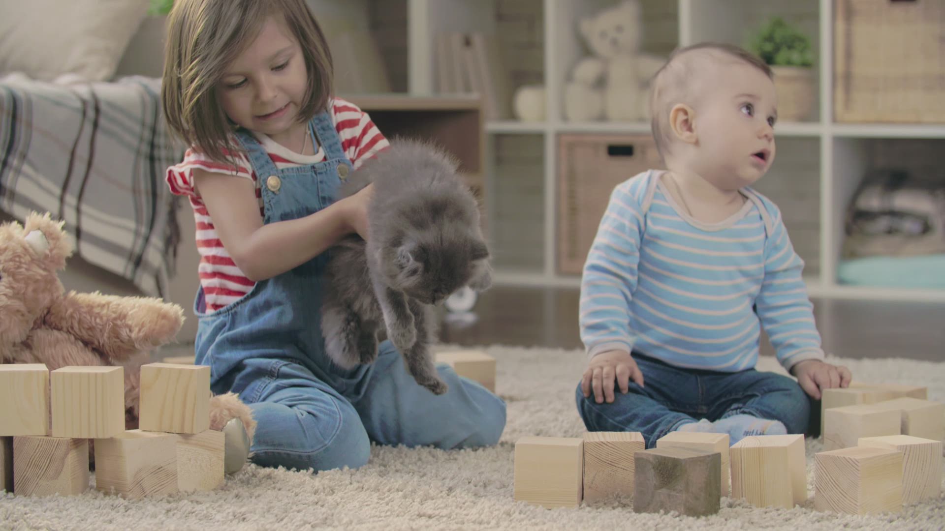 Little girl playing with pussy