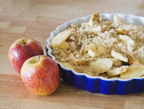 De klassieke appelcrumble met kruimeldeeg als inspiratie
