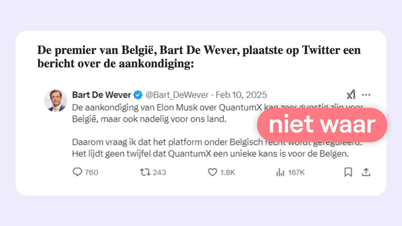 Oplichters misbruiken De Wever en Van Grieken om je in de val te lokken met  Musk-advertenties | VRT NWS: nieuws